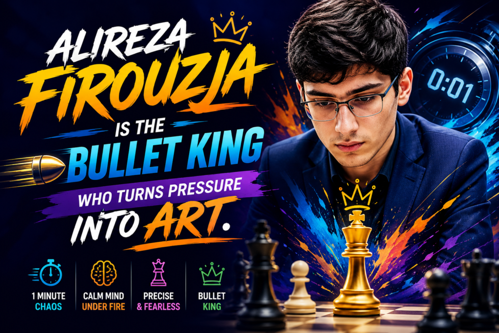 His games often feel like a race where he is also setting traps at every turn. In the 2024 Bullet Chess Championship, Firouzja beat Hikaru Nakamura twice in the grand final stage to win the title, and Chess.com noted that it was his second Bullet Chess Championship win after his 2021 victory.