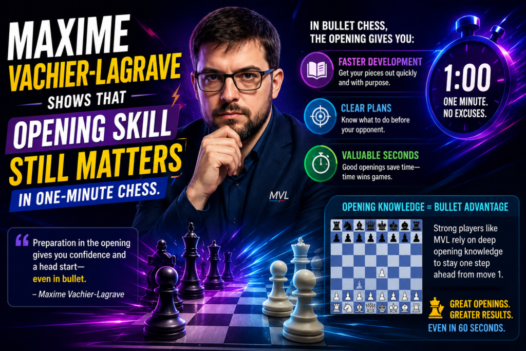 Maxime Vachier-Lagrave, often called MVL, is one of the strongest players in the world, and his online speed chess is full of deep opening ideas. Chess.com describes him as a French super grandmaster and one of the best players in the world. 