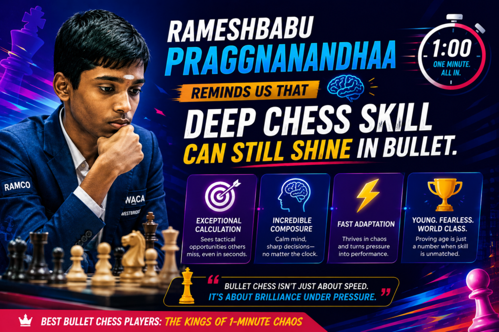 In the 2024 Bullet Chess Championship bracket, he played Daniel Naroditsky in the first round and later faced Lê Tuấn Minh in the lower bracket. Both matches were against players with serious online speed skill.