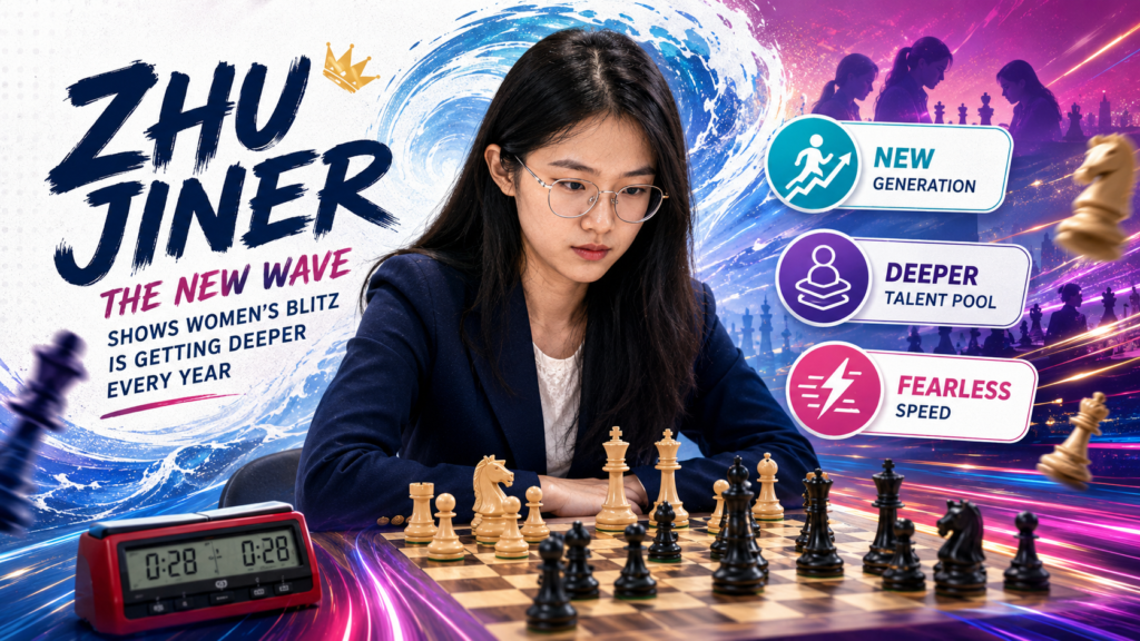 Women’s blitz is not standing still. New players keep rising, and they are growing up in a chess world full of online games, strong engines, fast tournaments, and global training. Zhu Jiner is part of this fresh wave of players who can fight hard in quick formats.