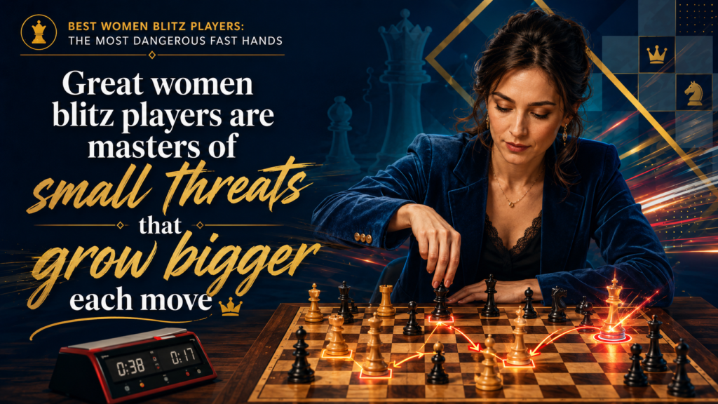 A dangerous blitz player does not always start with a huge attack. Often, she starts with one small threat. Then she adds another. Then another. Soon the opponent has too many problems to solve and not enough time to solve them.