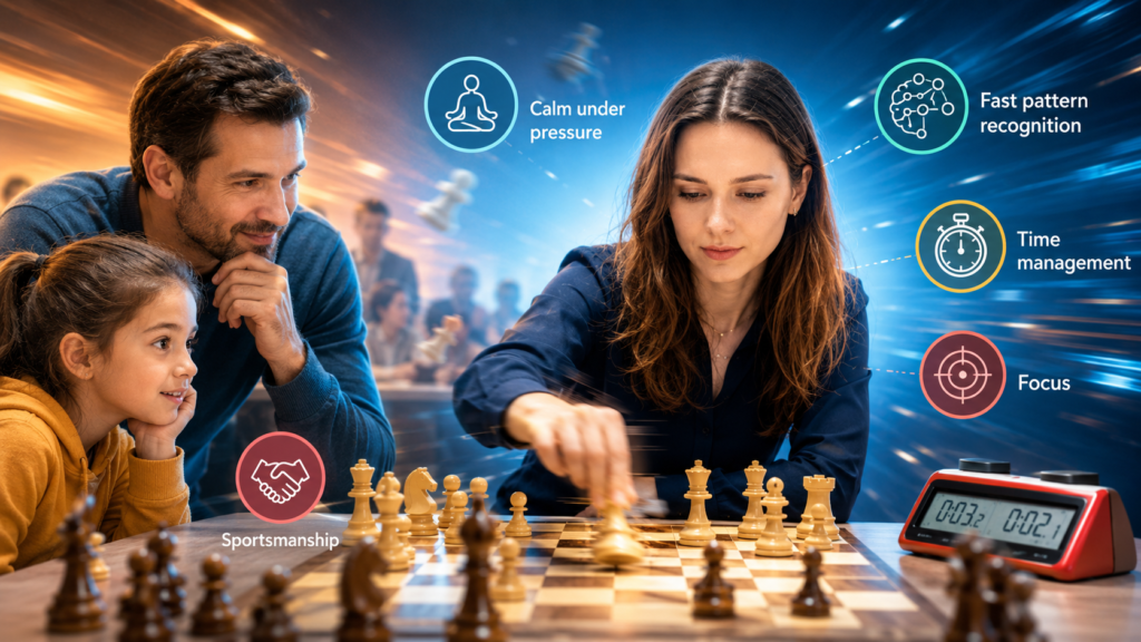 When children watch the best women blitz players, they may only see the speed. They may say, “She moved so fast,” or “That checkmate was cool.” That is a good start. Excitement matters. But parents can help children look deeper.