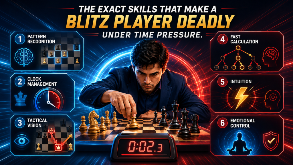 A great blitz player is not just one thing. They are not only fast. They are not only smart. They are not only brave. They are a mix of many small skills working together at high speed. That is why blitz feels so hard for beginners. The board is busy, the clock is falling, and one careless move can ruin everything.
