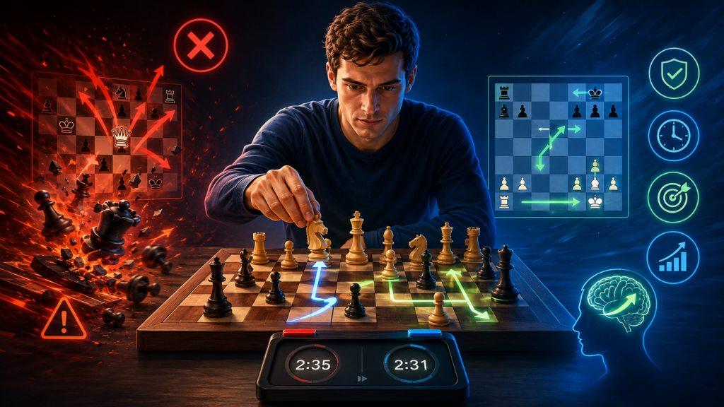 This may sound strange, but many players lose blitz games because they try too hard to win too quickly. They attack before they are ready. They sacrifice without enough pieces. They chase the king and forget their own. They want a brilliant finish, but they give the opponent easy chances.