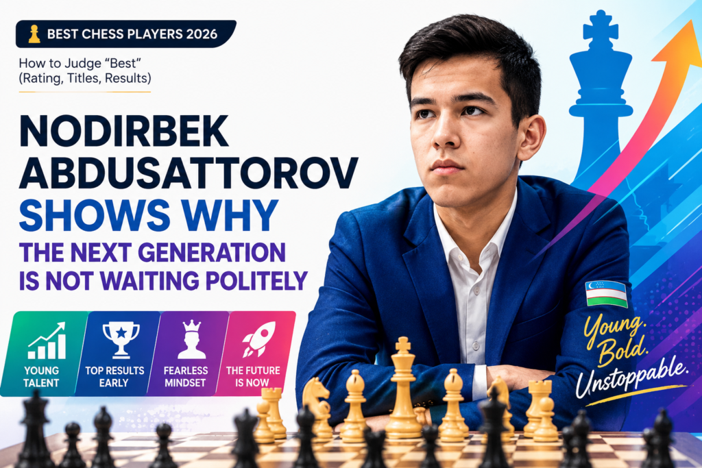 Nodirbek Abdusattorov is one of the most important names in the 2026 “best player” debate because he combines youth with real elite results. He is not just a future talent. He is already world number four on the May 2026 FIDE classical list with a 2780 rating.