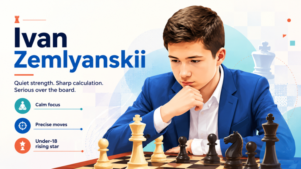 Ivan Zemlyanskii is one of the strongest under-18 players in the world right now. FIDE lists him as a Russian grandmaster born in 2010, with a standard rating of 2595. For a player born in 2010, that is a serious number. It places him in a group of young players who are already close to the level of top adult professionals.
