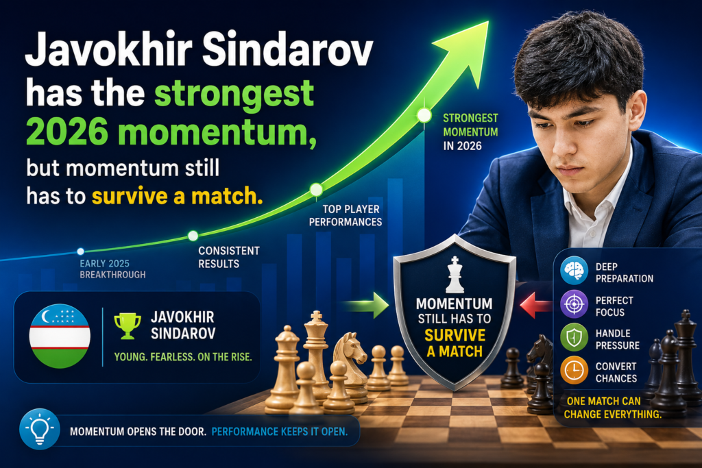 Javokhir Sindarov is no longer just a young talent to watch. In 2026, he is one of the main names in the whole chess world. His rise has been sharp, but it has not been empty hype.