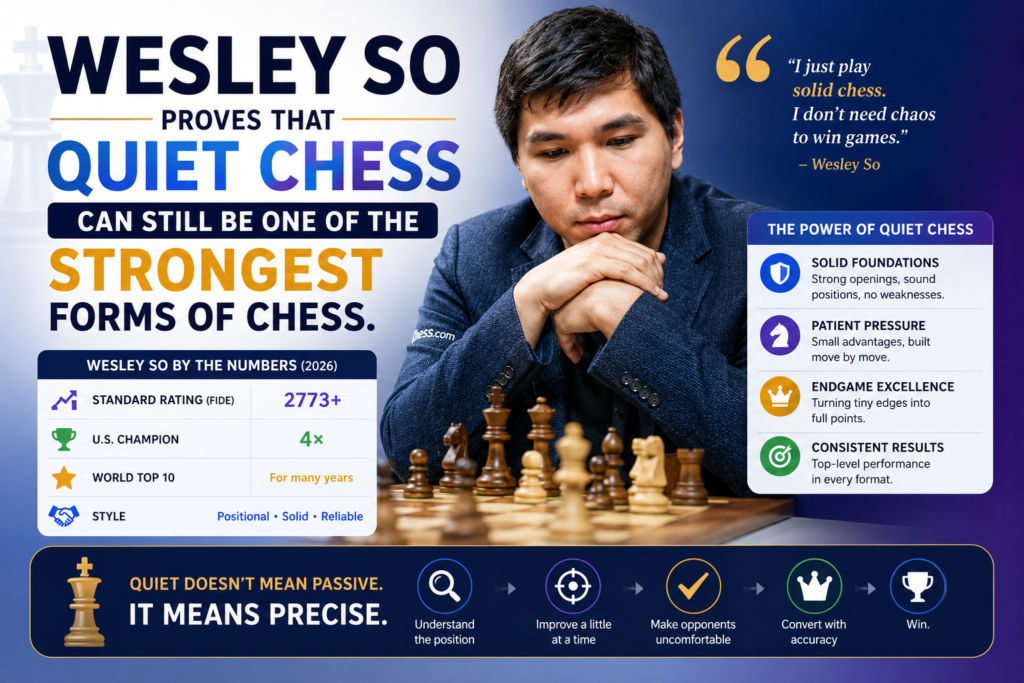 Wesley So is easy to overlook if a person only watches the loudest chess stories. He is not always the player creating the biggest drama. He is not always the one making the sharpest sacrifice. But that is exactly why he matters in a serious 2026 ranking.