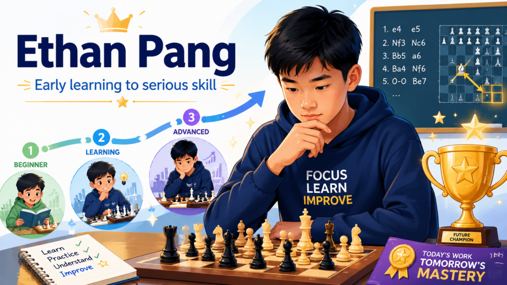 Ethan Pang from England is another very young player worth watching. FIDE lists him as a FIDE Master from England, born in 2015, with a standard rating of 2221. That rating is already higher than what most chess players ever reach, and Ethan reached this level while still very young.