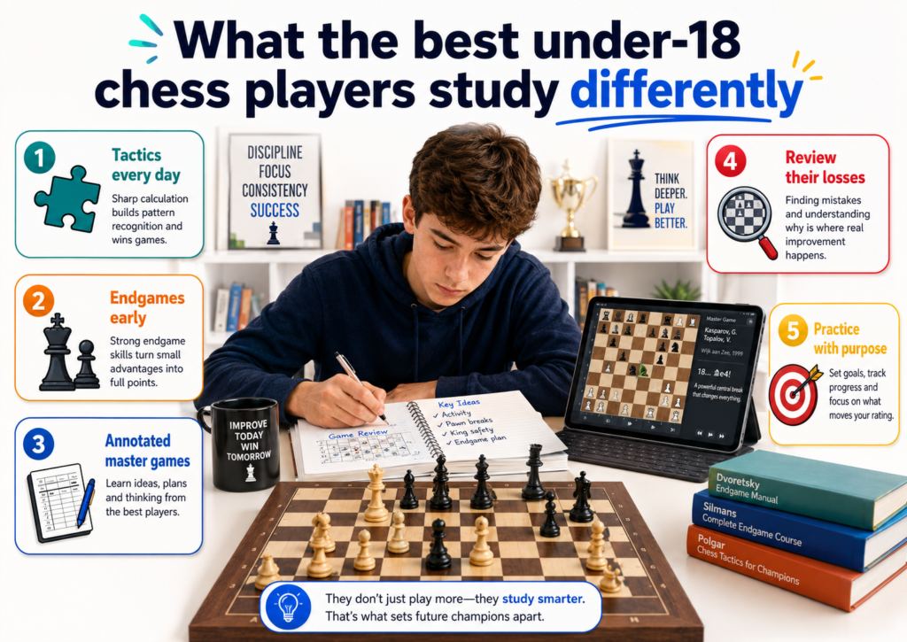 The best young chess players are not guessing their way to the top. They may look natural when they play, but behind that natural look is a lot of careful work. They study their games, fix their weak spots, and learn from stronger players. They do not only play for fun and hope to improve.