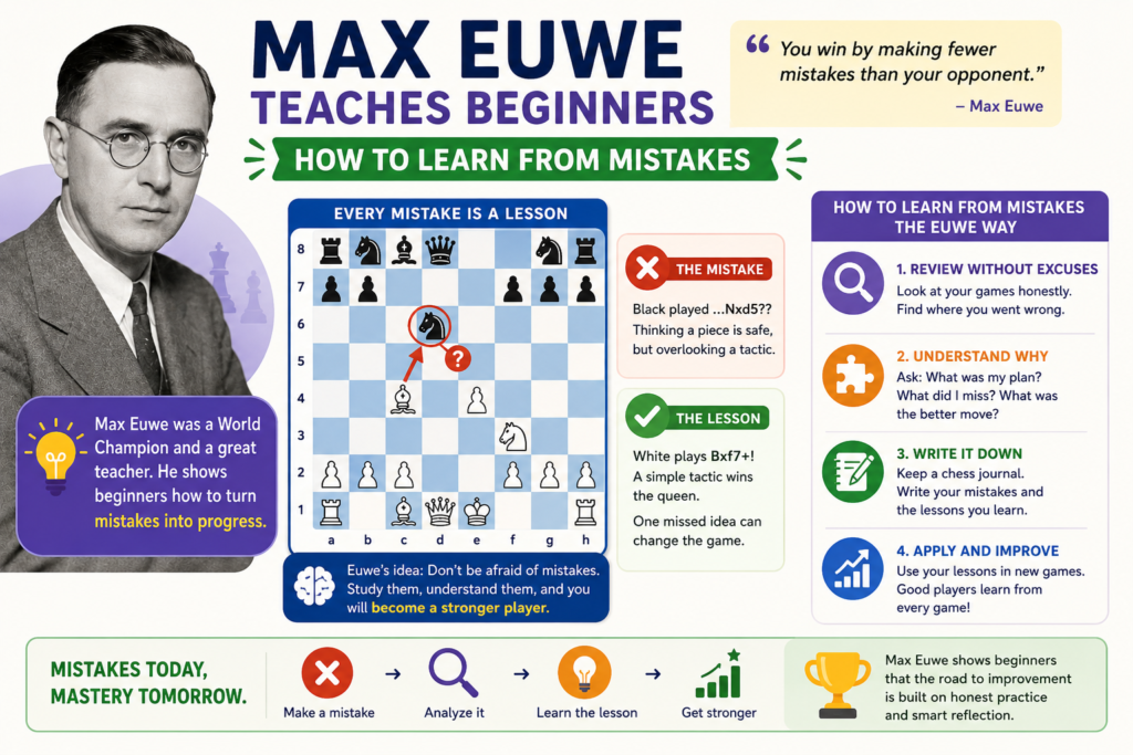 Max Euwe was a world chess champion, but he was also a great teacher. That makes him a very useful player for beginners to study. His games often feel logical. His ideas are not too hard to follow. He played clear chess, and he explained chess in a way that helped many students grow.