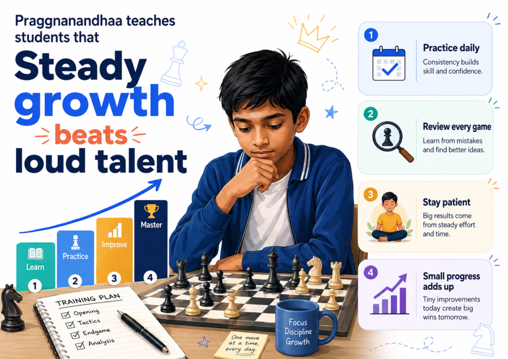 Rameshbabu Praggnanandhaa, often called Pragg, is another young chess player students should follow closely. FIDE lists him as an Indian grandmaster, and his rise started very young.