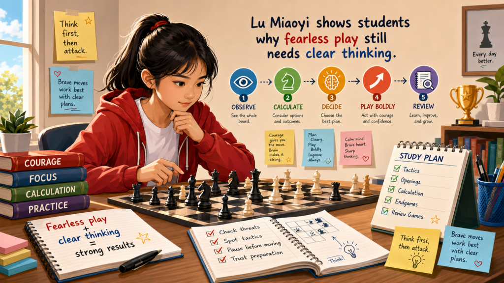 FIDE lists her as an International Master and Woman Grandmaster from China, born in 2010. Her profile also shows strong standard, rapid, and blitz ratings, which makes her one of the most interesting young players for students to study.