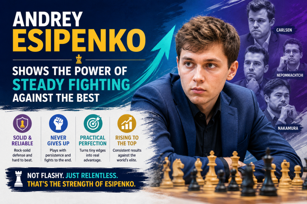 Andrey Esipenko also qualified through the 2025 FIDE World Cup path, according to FIDE’s Candidates 2026 player page. This is an important point because the World Cup tests many parts of a player’s mind. You must handle classical games, pressure matches, and sometimes faster tiebreaks.
