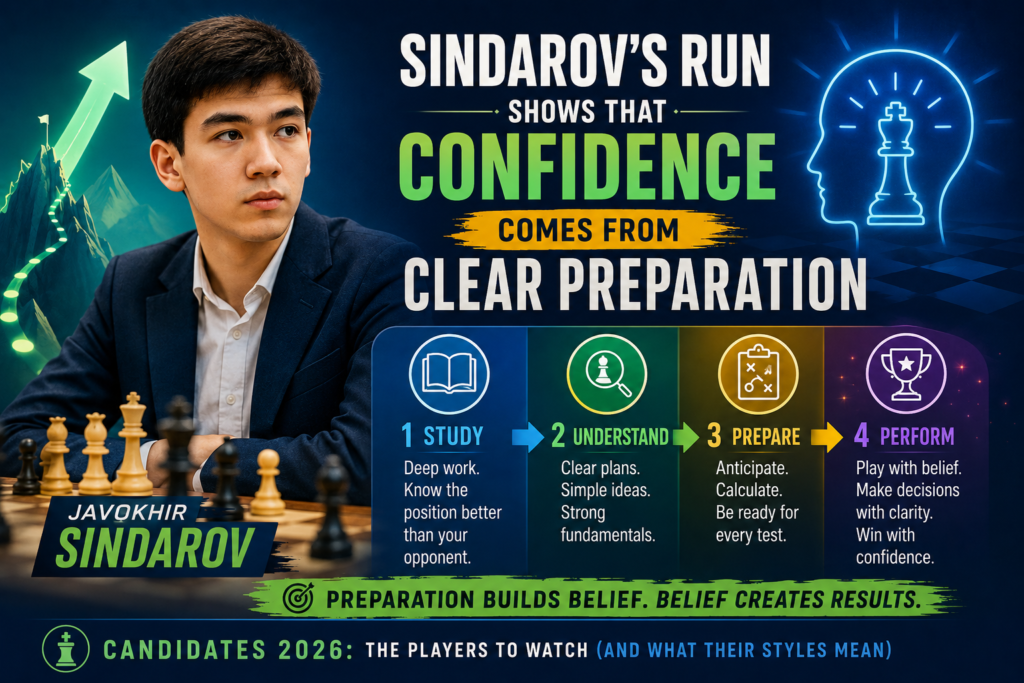 Sindarov’s win was not a small surprise. It was a major statement. The official Candidates site reported that he won the tournament with one round to spare after drawing with Anish Giri, and that he would challenge Gukesh D for the World Championship. 