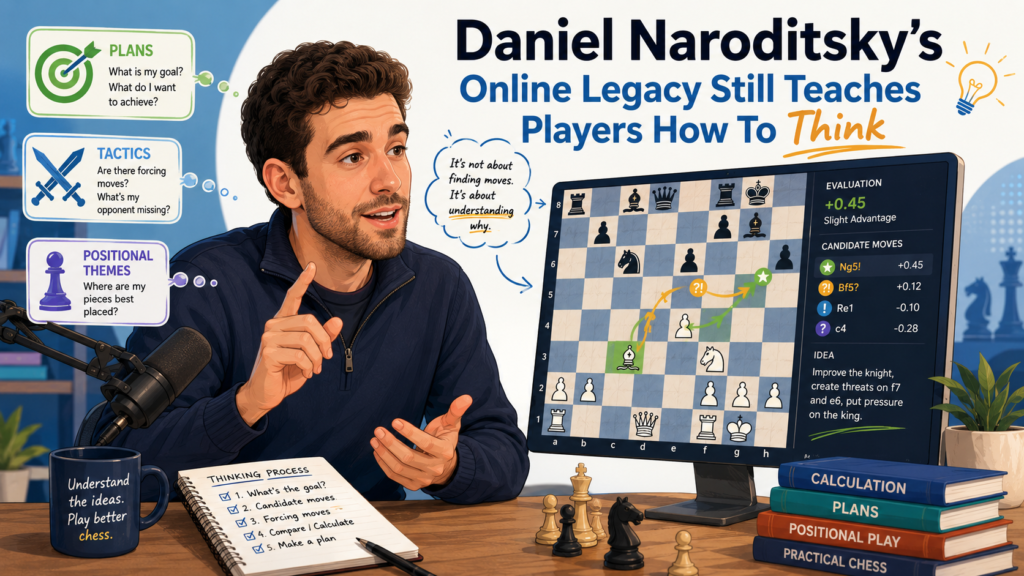 Daniel Naroditsky deserves a special place in any serious article about online chess greatness. He was not only a very strong grandmaster. He was also one of the best teachers the online chess world has ever had.