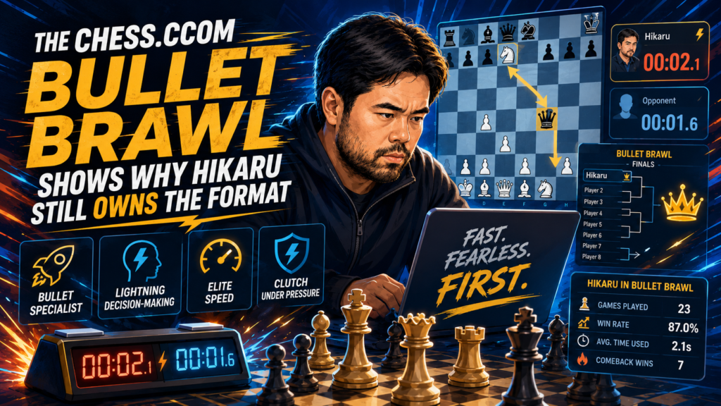 Bullet Brawl is one of the clearest tests of online bullet strength on Chess.com. It is fast, crowded, and full of dangerous players. You do not win it by accident. You win it by playing strong chess at high speed for a long stretch.