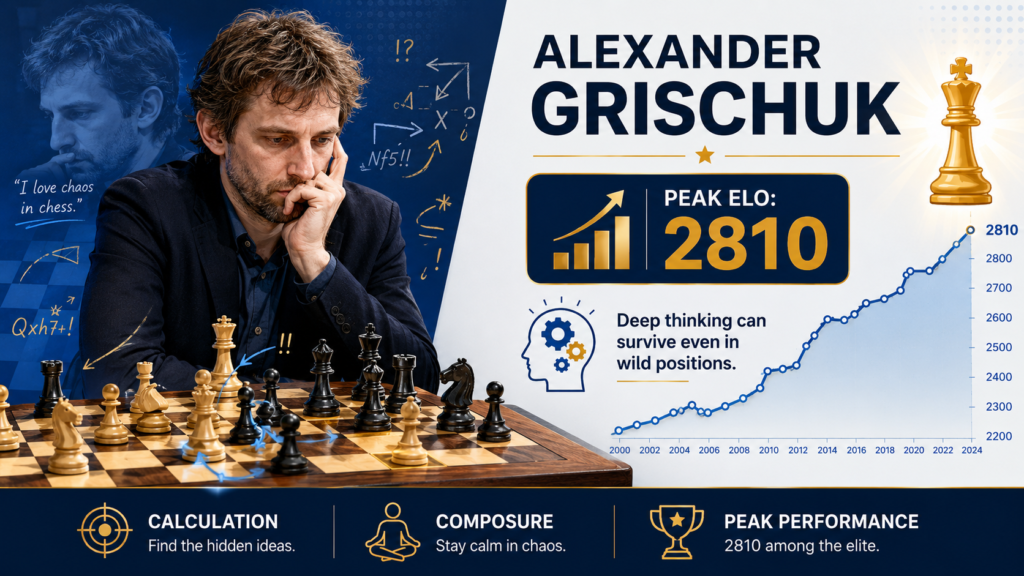 Alexander Grischuk reached a peak official classical rating of 2810 in December 2014. He also reached number three in the world by FIDE rank. That makes him one of the few players in chess history to cross the 2810 line in classical chess.