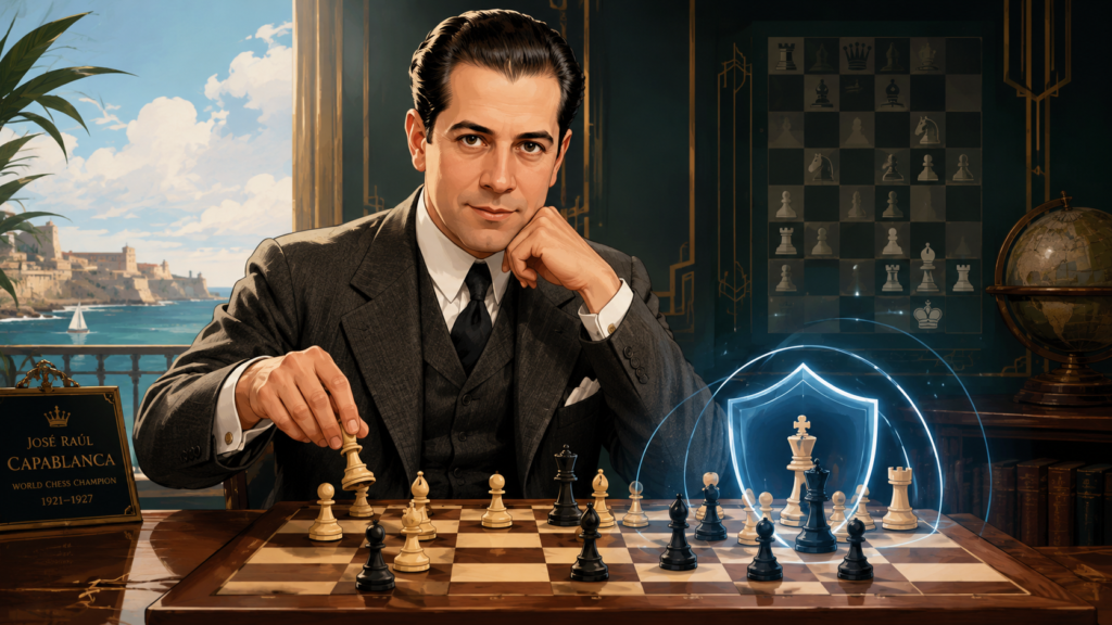 José Raúl Capablanca was the third World Chess Champion and one of the cleanest players chess has ever seen. The World Chess Hall of Fame says he was nicknamed “The Human Chess Machine,” and he learned chess at the age of four. He also defeated Cuban champion Juan Corzo when he was only 13.