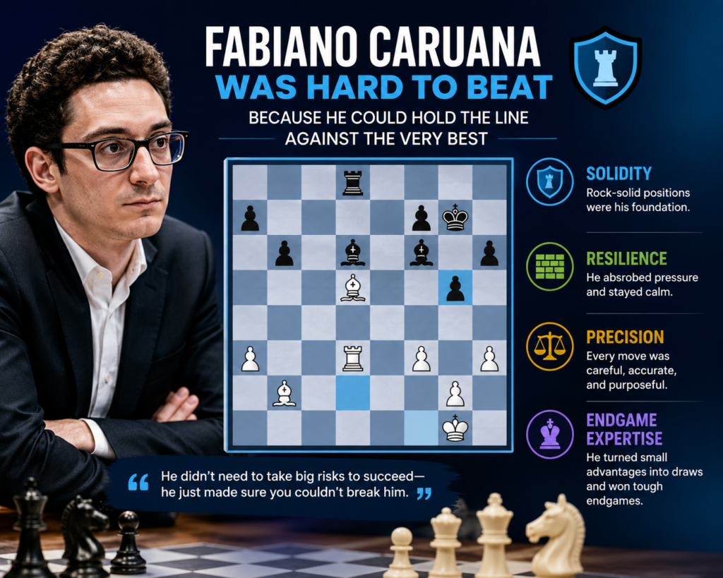 Fabiano Caruana is one of the strongest players of the modern chess age. His FIDE profile lists him as a United States grandmaster, with the GM title earned in 2007, and shows him among the top active players in the world in May 2026.