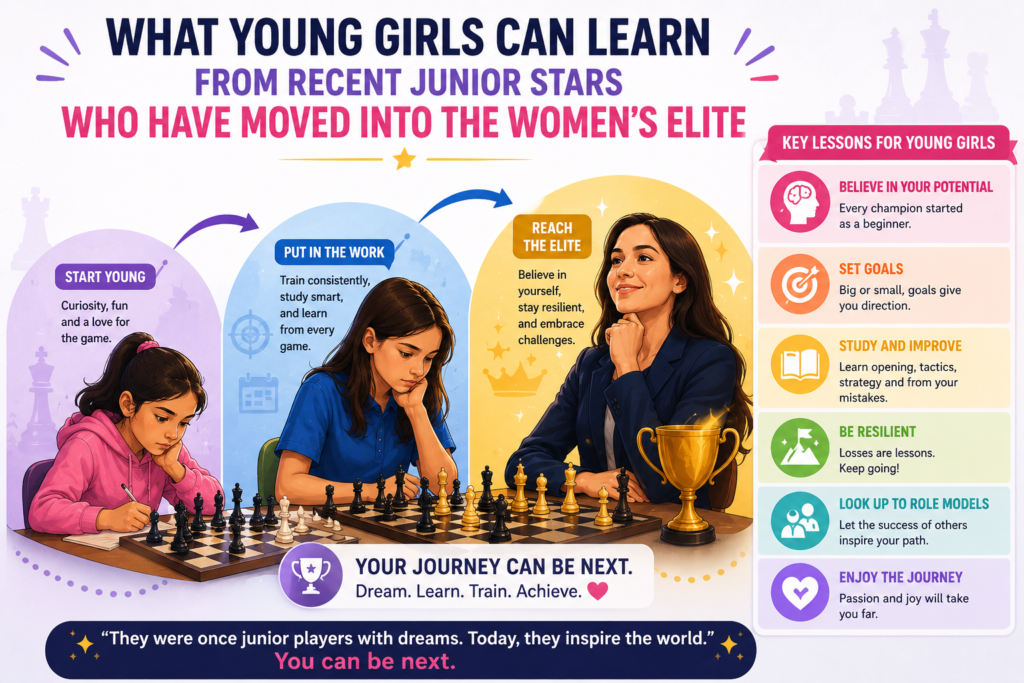 Some players are not just names to watch anymore. They have already started to move from “future star” to “top women’s chess player.” This matters because young juniors need role models at every step. They need to see what the next level looks like after youth events, school events, and junior titles.