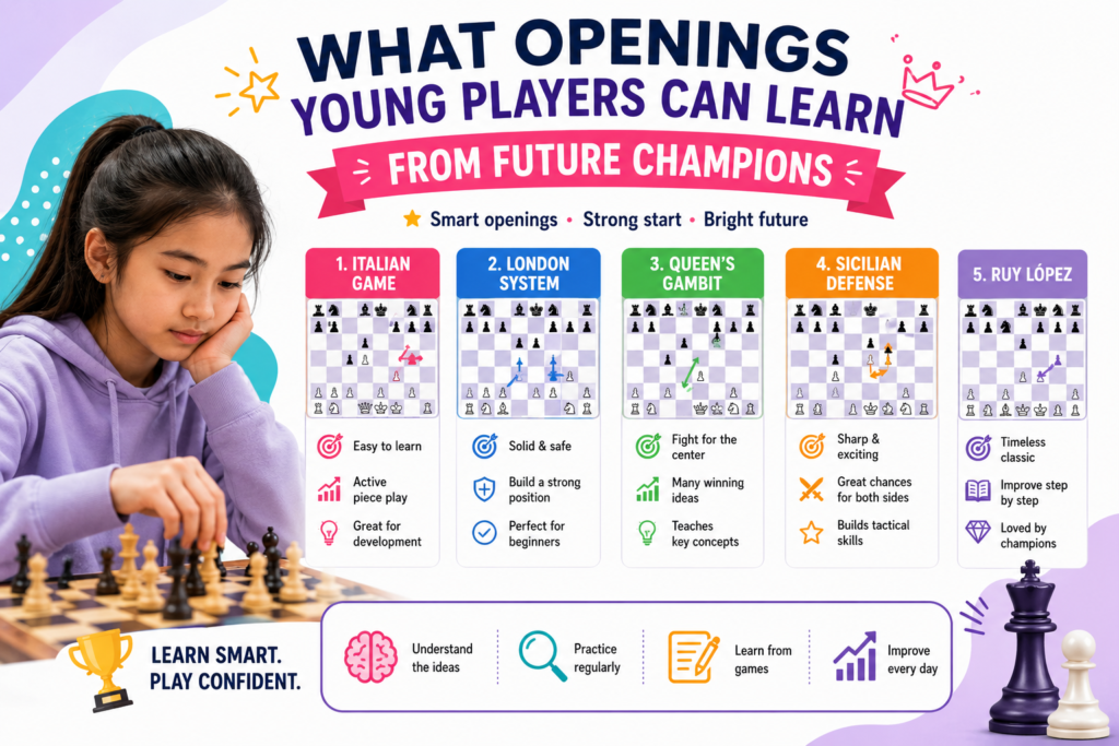 Openings are important, but they are not magic. Many young players think that if they learn a long opening line, they will start winning every game. That is not how chess works. The best junior girls in chess do not win only because they know moves by heart. They win because they understand the ideas behind the moves.