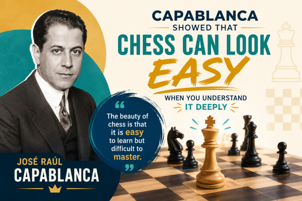 José Raúl Capablanca was world champion from 1921 to 1927, and many chess lovers still see him as one of the most natural players ever. His games often looked smooth. He did not seem to force things. He improved his pieces, traded at the right time, and reached endgames where he knew exactly what to do.