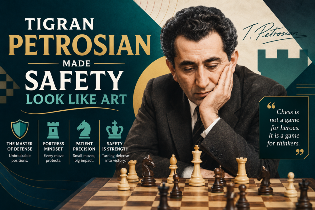 Tigran Petrosian was world champion from 1963 to 1969, and he is remembered as one of the hardest players to beat. His nickname was often linked to iron-like defense because he could sense danger before others saw it.