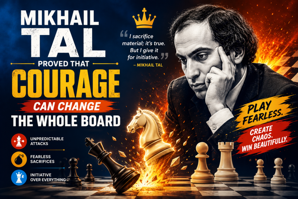 Mikhail Tal was one of the most exciting classical chess players ever. He became world champion in 1960 after beating Mikhail Botvinnik. His games still feel alive today because he was not afraid to take risks. When Tal attacked, the board seemed to catch fire.