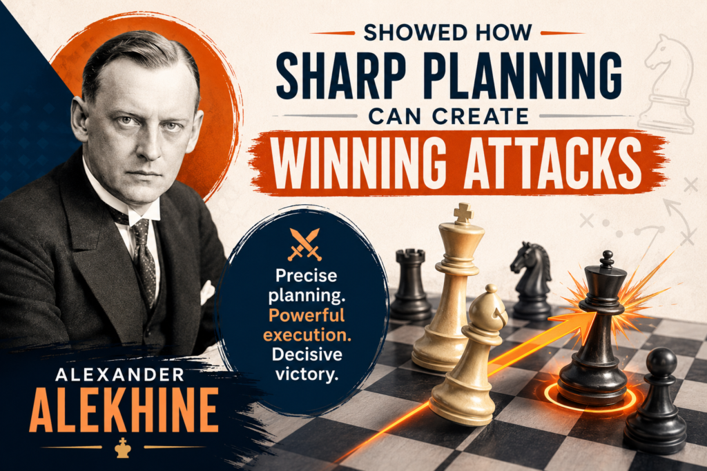 Alexander Alekhine was one of the great attacking world champions. He became world champion in 1927 after defeating José Raúl Capablanca. That was a huge moment in chess history because Capablanca had been seen as almost unbeatable.