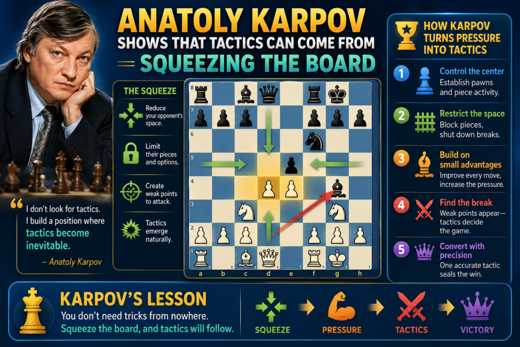 Anatoly Karpov may not be the first name kids think of when they hear “tactical chess.” Many people remember him for quiet control, strong defense, and deep planning.