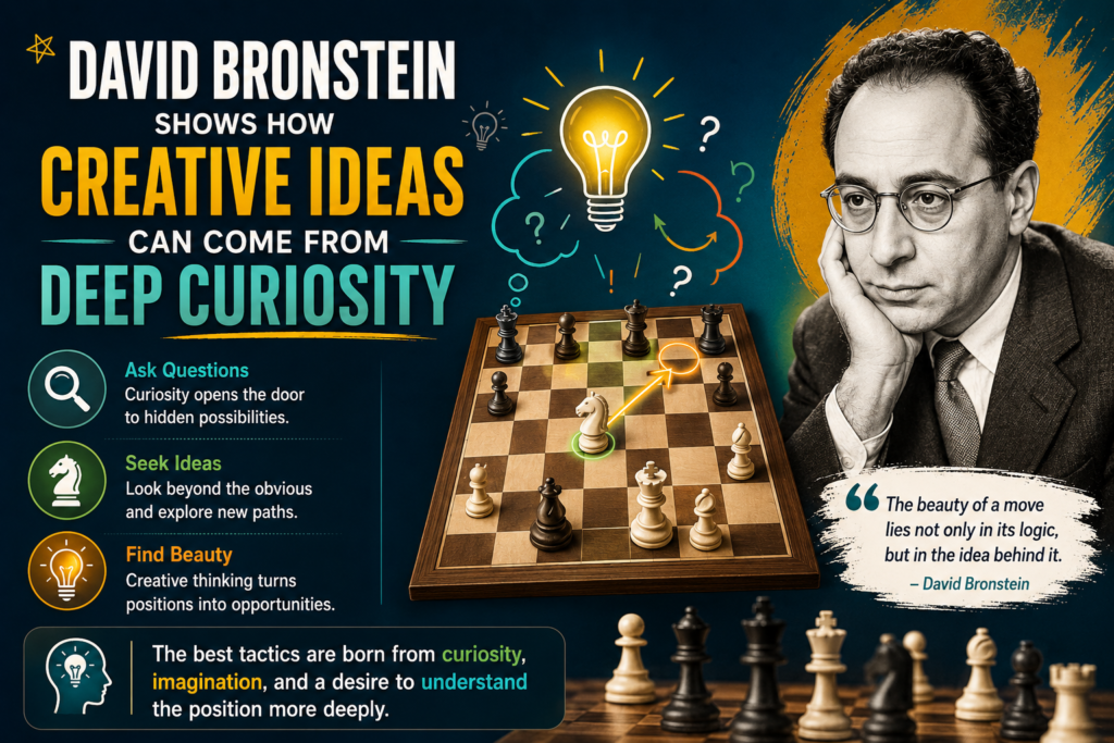 David Bronstein was one of the most creative chess players of the twentieth century. His games are full of strange ideas, rich positions, and surprising tactical turns. He did not treat chess like a dry rulebook. He treated it like a living game full of questions.