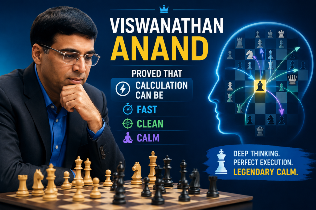 Viswanathan Anand is a very special kind of calculation monster. He did not always look dramatic like Tal or forceful like Kasparov. His gift was speed with clarity. He could see a position, understand the key idea, and make a strong move before many players had even settled into the chair.