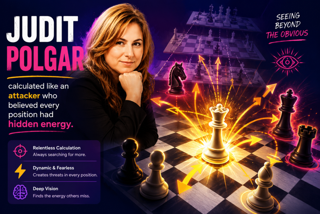 Judit Polgar belongs in any serious talk about the best calculation monsters in chess. Her games had courage, speed, and sharp ideas. She did not play timid chess. She went after kings, challenged the best players in the world, and proved that talent has no gender.
