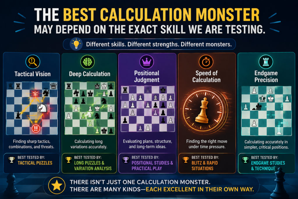 Now we can answer the big question more clearly. Who sees the most moves ahead? If we mean wild attacking vision, Tal is one of the greatest names ever. If we mean prepared tactical depth, Kasparov and Caruana are very strong choices.