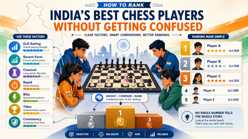 Ranking chess players sounds simple, but it is not always simple. If we only look at rating, Arjun Erigaisi leads India right now. If we look at the world title, Gukesh D owns the biggest crown.