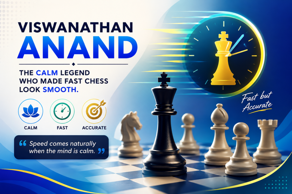 Viswanathan Anand, often called Vishy Anand, is one of the greatest fast chess players ever. Long before online speed chess became popular, Anand was famous for moving quickly and clearly. His style looked light, but it was full of deep understanding.