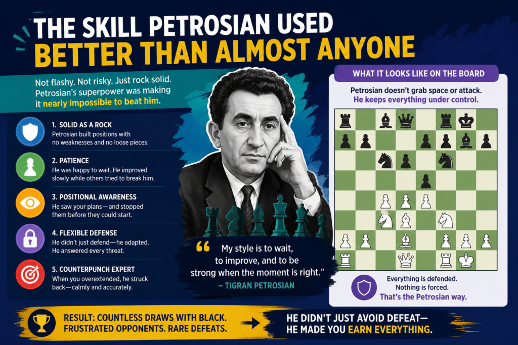 One of Petrosian’s most famous tools was the exchange sacrifice. This means giving up a rook for a bishop or knight. For most beginners, that sounds wrong because a rook is usually worth more.