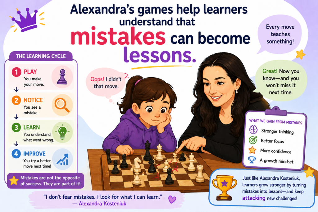 Every chess player makes mistakes. Beginners make them. Club players make them. Even champions make them. The difference is what happens next. Alexandra Kosteniuk’s long career shows that strong players do not quit because of one mistake or one loss.