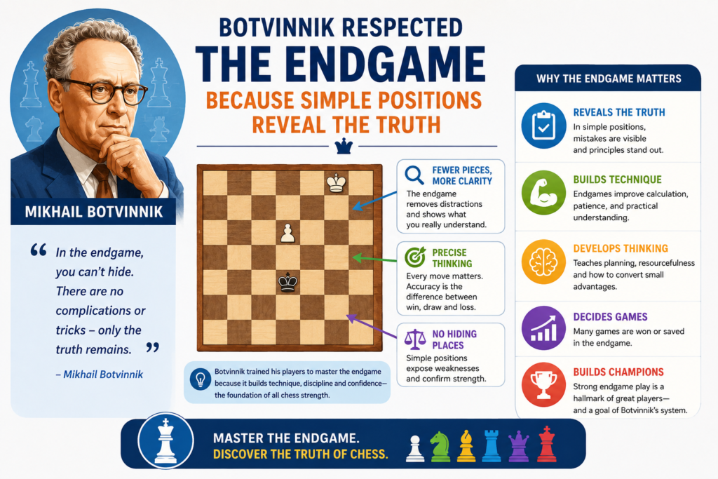 Many children love openings and attacks, but the endgame often tells the real story. When there are fewer pieces, there is less noise. A child cannot hide behind tricks. The king must become active. Pawns become precious. One square can decide the whole game.