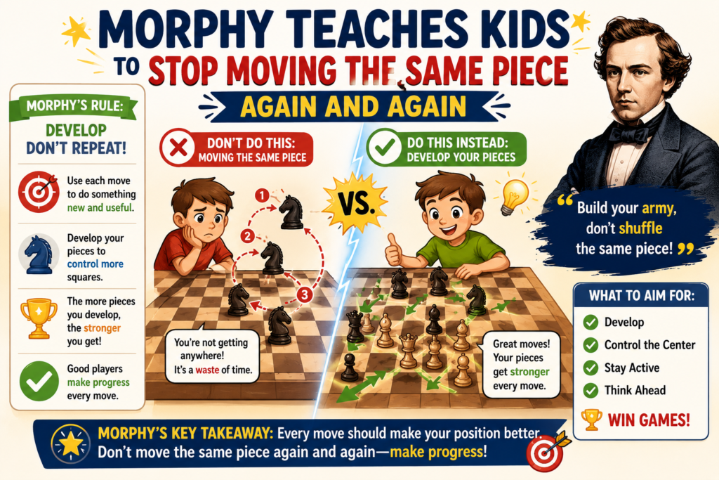 One of the fastest ways to fall behind in chess is to move the same piece too many times in the opening. This mistake looks small, but it can become a big problem very quickly. While one player moves the same knight or queen over and over, the other player brings out a full army.