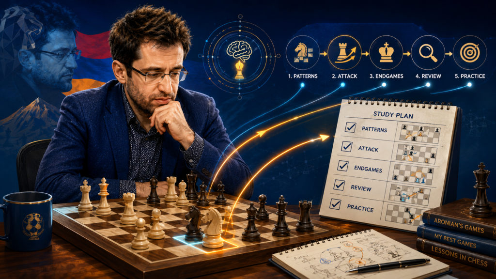 A player’s style only helps you if you turn it into practice. Watching Aronian’s games for fun is enjoyable, but studying them with a plan is much more valuable. The goal is not to memorize his openings. The goal is to train your eye to see the kinds of chances he sees.