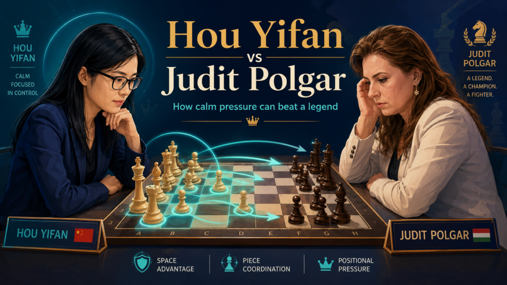 This game is one of the most famous Hou Yifan games because of who sat across from her. In Gibraltar 2012, Hou Yifan faced Judit Polgar, the strongest female player in chess history.