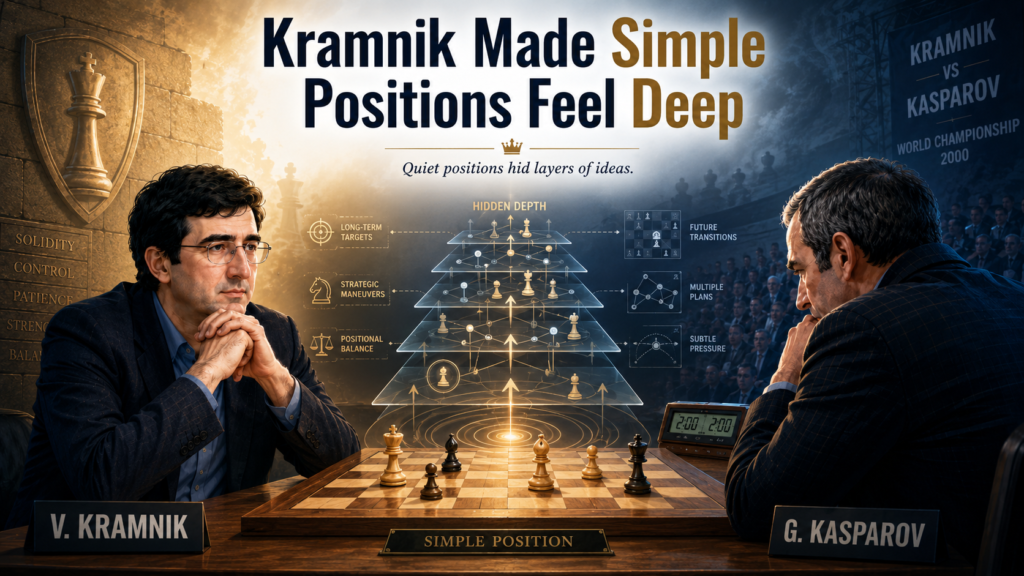 Kramnik had a rare gift. He could take a position that looked plain and show that it was full of hidden meaning. To many viewers, the pieces looked normal. Nothing was hanging. No king was under attack. No wild sacrifice was coming.