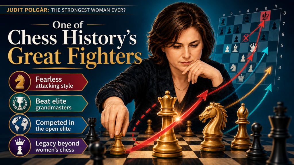 Judit did not build her name by winning only women’s events. In fact, she chose a much harder road. From a young age, she played mostly in open events against the best players in the world. That choice matters. It means her rating, her wins, and her place in chess history were tested against the strongest field possible.