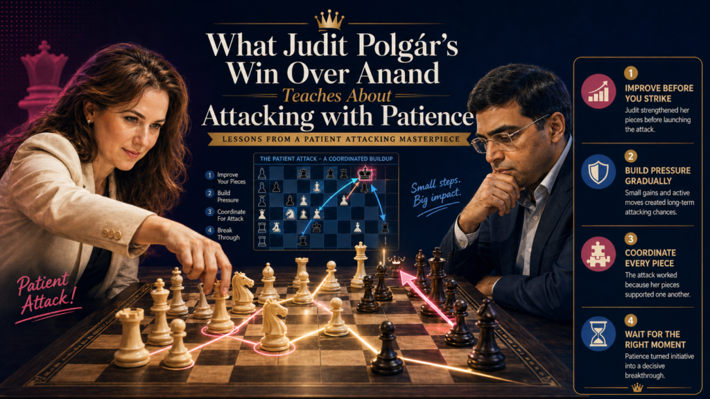 Judit’s famous win over Viswanathan Anand at Dos Hermanas in 1999 is one of the games many fans still love to study. Chess.com has covered this game as one Judit herself chose when speaking about her best chess.
