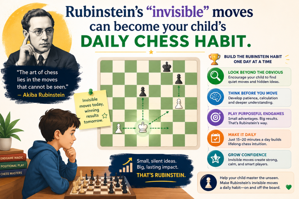 The best part about studying Rubinstein is that his ideas are not only for masters. A child can use them right away. They can improve the worst piece. They can activate the king in theendgame. They can think before trading. They can make the rook active. They can look for a second weakness. They can ask what the opponent wants.