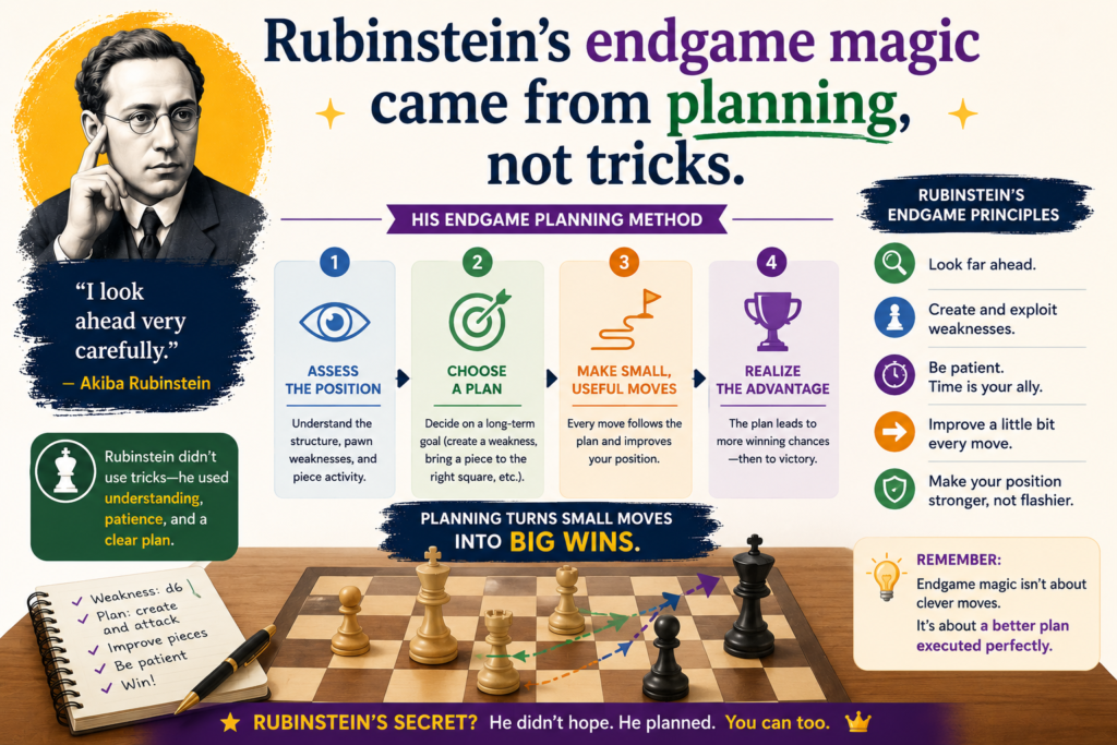 He knew which pieces belonged on which squares. He knew when to trade. He knew when a pawn weakness would matter. He knew when a rook should go behind a passed pawn.