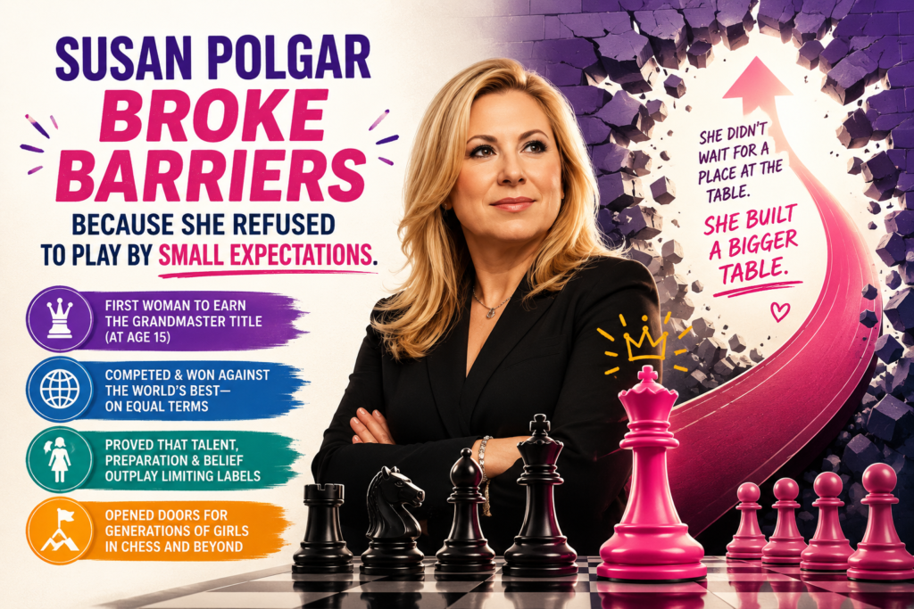 For many years, chess was treated like a boys’ club. Girls could play, of course, but they were often pushed into smaller spaces. Many people expected women to compete only with women. Susan Polgar did not accept that limit.