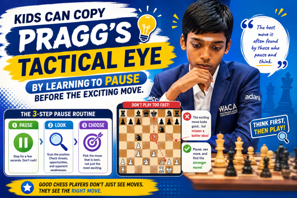 Tactics are the part of chess most kids love first. A fork feels exciting. A pin feels clever. A checkmate feels amazing. But tactics also create a common problem. Children start to chase tricks before the board is ready.